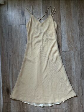 Ellie Pale Champagne Midi Beaded Dress with Low Back